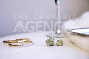 Marijuana Buds on Marble Vanity Luxury Cannabis - The Cannabiz Agency