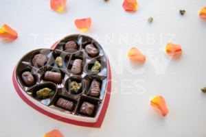 Marijuana Valentine’s Day Chocolate Box with Cannabis Buds - The Cannabiz Agency