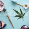 California Festival I Could Be Illegal on Turquoise Blue – Top Down - Cannabis Royalty Free Stock Images