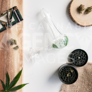 Herb and Wood – Top Down - Cannabis Royalty Free Stock Images