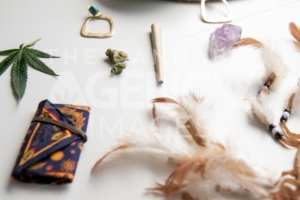Hippy Festival Essentials on White Angled - Cannabis Royalty Free Stock Images