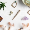 Hippy Festival Essentials on White – Top Down - Cannabis Royalty Free Stock Images