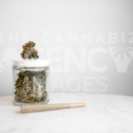 TCA Images jar of weed on marble table