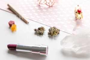 Pink Pineapples and Lipstick - Angled - Cannabis Royalty Free Stock Images