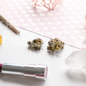 Pink Pineapples and Lipstick - Angled - Cannabis Royalty Free Stock Images