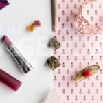 Pink Pineapples and Lipstick Neat – Top Down - Cannabis Royalty Free Stock Images